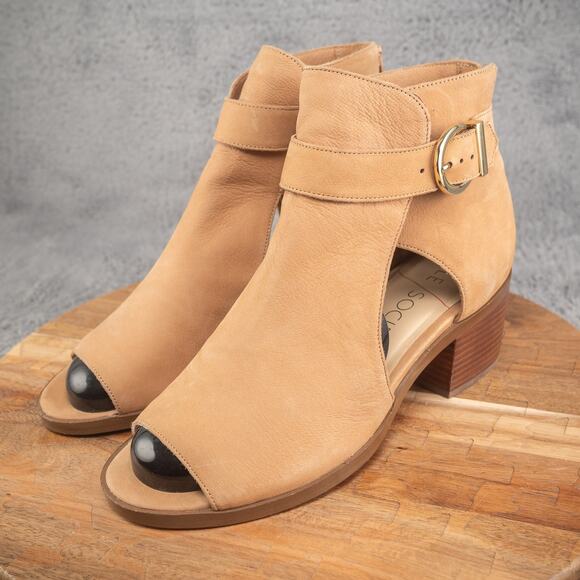 Sole Society Ankle Bootie Womens 10 Tracy Dusty Rose Suede Block Heel Peep Toe - Picture 4 of 7